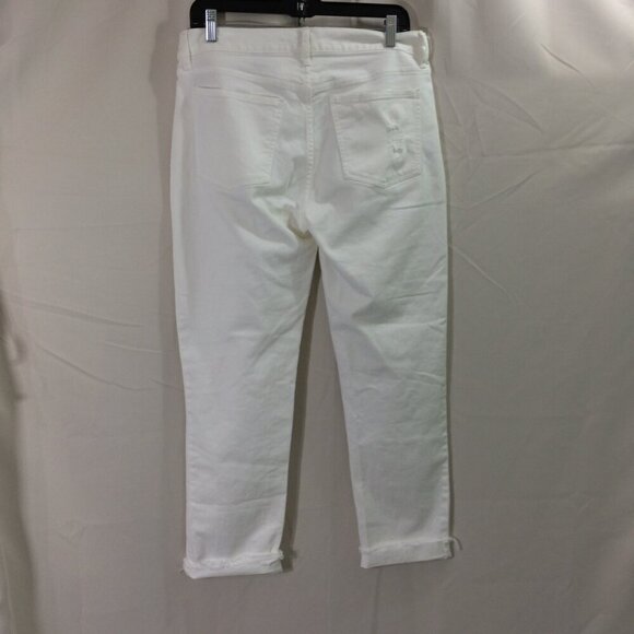 GAP Denim Jeans White Distressed Raw Hem Cuffed Girlfriend Size 28 - Picture 2 of 6